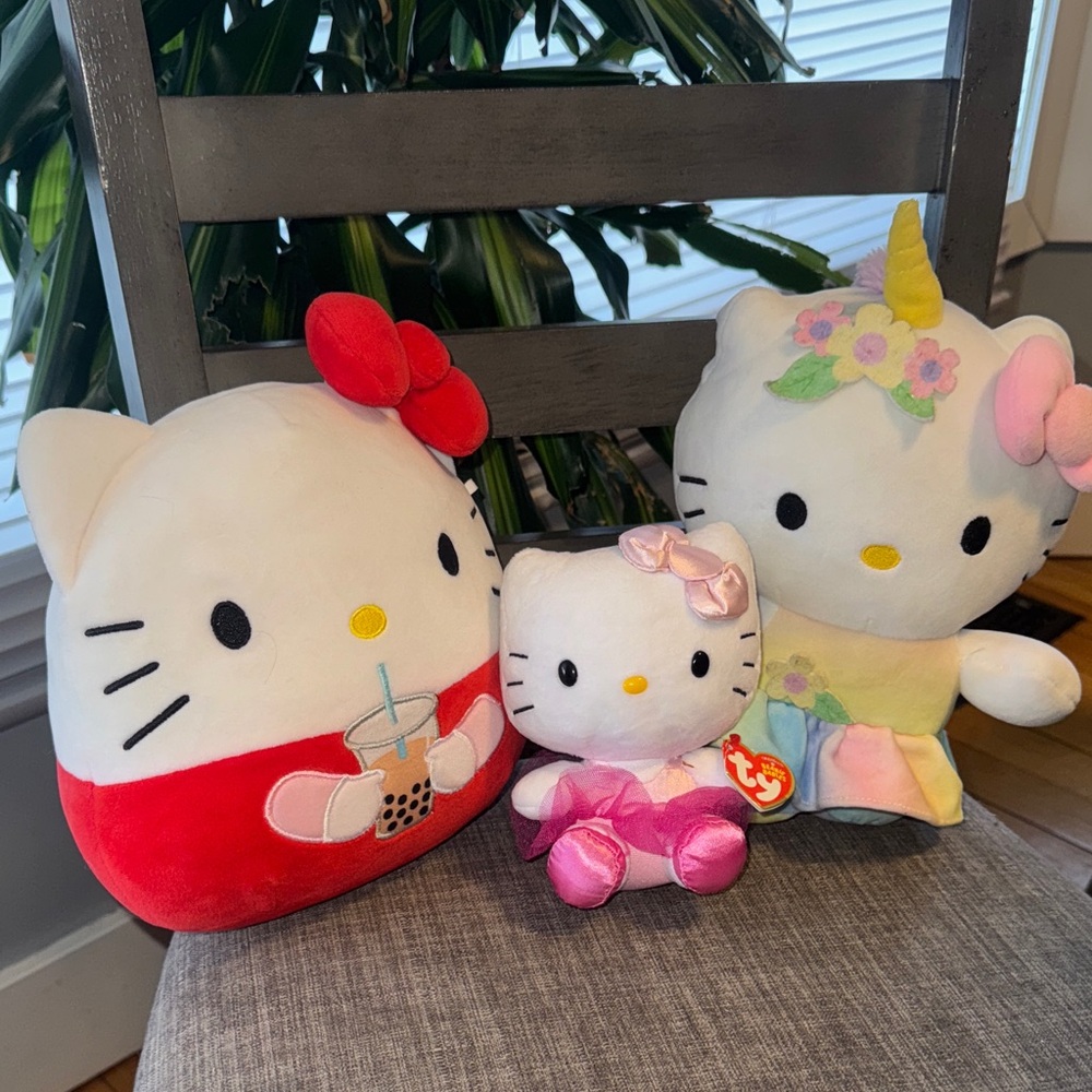 Sanrio Hello Kitty lot of 3 Plush TY Squishmallow